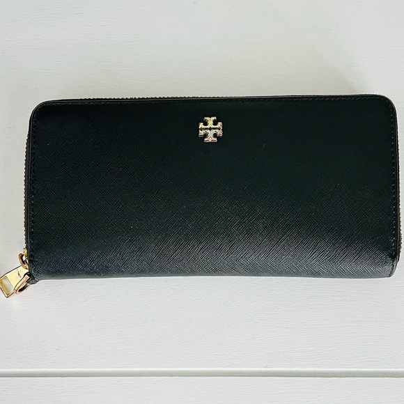 Tory Burch Handbags - Tory Burch saffiano leather black continental zip around Wallet